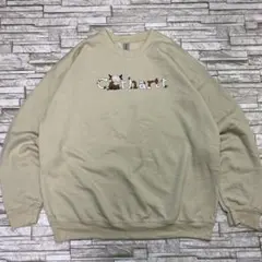 GILDAN スウェット 牛 カーハートロゴ パロディ USA古着 ベージュ