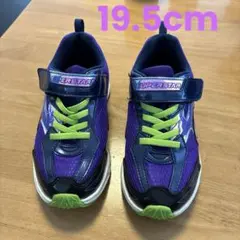 19.5 Moonstar スニーカー 紫/緑 ベルクロ付き