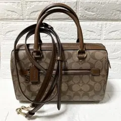 COACH✨ミニボストンバッグ シグネチャー ヘリテージ ターンロック 