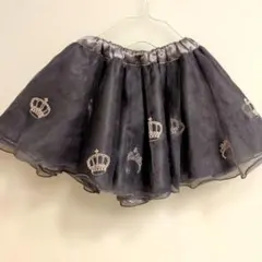 メゾピアノ　mezzo piano　黒のクラウン刺繍チュールスカート