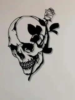 スカルとバラ　ウォールアート