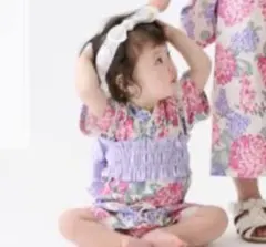 petit main 紫陽花柄 甚平 80サイズ