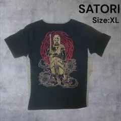 SATORI 不動明王 刺繍 和柄Tシャツ Vネック 切替デザインのサムネイル