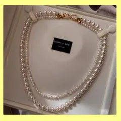 2連デザインの上品なパールネックレス 　結婚式　パーティー　上品　二連　新品