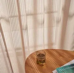 Topfinel レースカーテン Khaki 幅100×丈198cm 2枚組