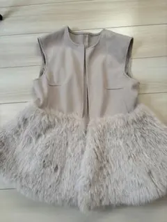 GRL ノースリーブファーコート Sサイズ ベージュ