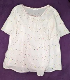 morning calmモーニングカーム　水玉ドット柄半袖コットンプルオーバー