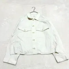 yt065 良品✨moussy 白デニムジャケット 白 切りっぱなし ジージャン