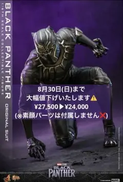 素顔パーツ無】ホットトイズ ブラックパンサー オリジナルスーツ 1/6