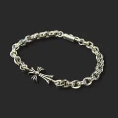 ★シルバー925 ワンポイントクロス ペーパーチェーンブレスレット