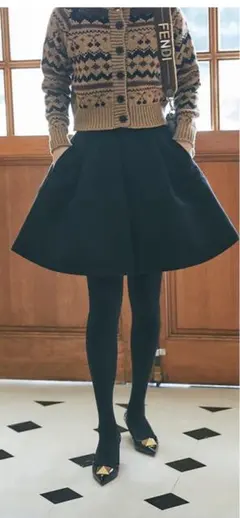 【完売】新品タグ付seventen ウールハイウェストフレアキュロットBLACK ウールハイウエストフレアキュロット(ブラック) - seventen