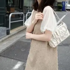 【値下げ】チュールバルーン袖 ジャガードワンピース ドレス 結婚式 お呼ばれ