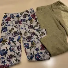 花柄　ズボン　裏起毛　110と100
