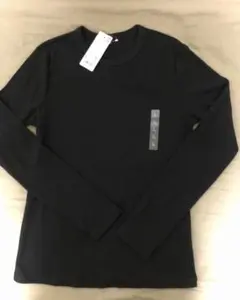 新品 UNIQLO ソフトリブクルーネックT（長袖）L 黒
