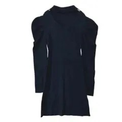 GRL グレイル　長袖リブニットミニワンピース　ブラック【S】　チョーカー様