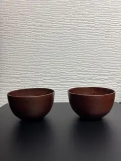 木製汁椀 2個セット ダークブラウンのサムネイル