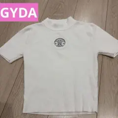 GYDA半袖 リブニット トップス ホワイト ラインストーンロゴのサムネイル