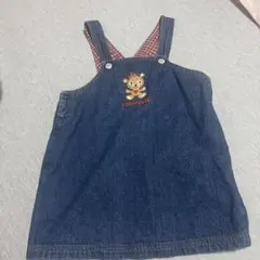 TINKERBELL デニム ジャンパースカート クマ刺繍のサムネイル