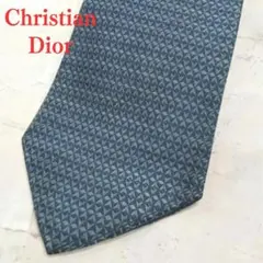 クリスチャンディオール　ネクタイ　青　無地　シルク　絹　シンプル【n678】