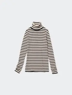 UNIQLO メリノリブタートルネックセーター　ボーダー　XL
