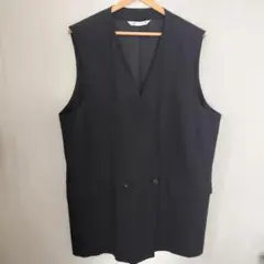 ZARA 黒 ダブルボタン ベスト コットン リネンのサムネイル