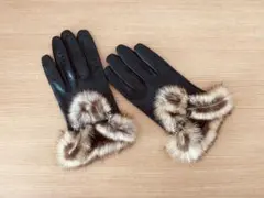 【最終値下げ】★FleaStore★フリーストア　ブラックレザー手袋 ファー付き