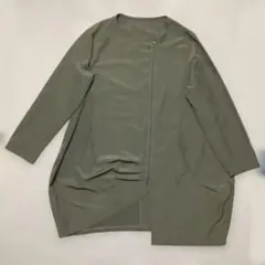 長袖 ジップアップ カーディガン カーキ