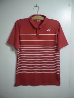 69437　ヨネックス　半袖ポロシャツ　赤×白　サイズL