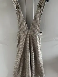 ZARAチェック柄サロペットワンピース