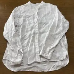 無印　リネン　スタンドカラーシャツ