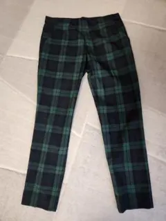 UNIQLO チェックアンクルパンツ M ダークグリーン
