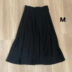 美品✨️ウエストゴム フレアスカート 黒 Mサイズ ひざ下丈 裏地付き