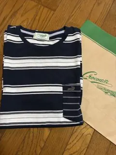 Crocodile ネイビー/ホワイト ストライプ Tシャツ