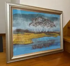 真作油彩画 肉筆画　風景画 【大阪市立図書館】F30号 アルミ額縁　送料込 真作油彩画 肉筆画 風景画 【大阪市立図書館】F30号 アルミ額縁 送料込