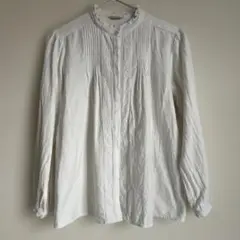 SM2 白　ブラウス　フリル立ち襟