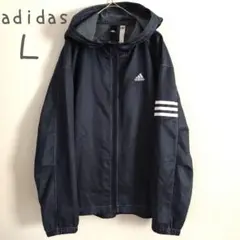 adidas　フード付ジャケット　ジャンパー　アウター　ジップアップ　ネイビー