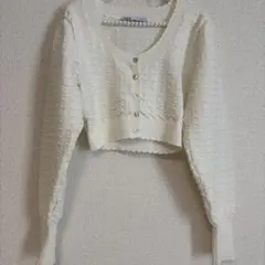 ZARA アイボリー 波状編み カーディガン
