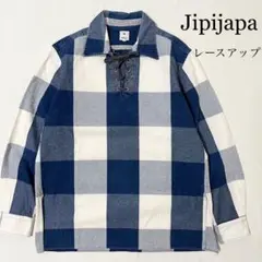 レア Jipijapa ヒピハパ レースアップ チェックシャツ プルオーバー