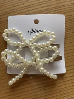 未使用品　パールリボン　ヘアピン　ヘアクリップ　スピンズのサムネイル