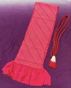 10 帯揚げ＆帯締めセット　濃いピンク色　正絹　絞り