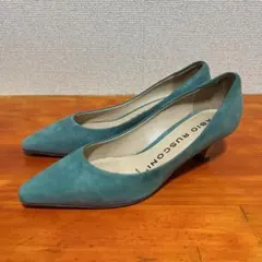 ファビオルスコーニ ターコイズブルー 24cm 37.5 パンプス スエード