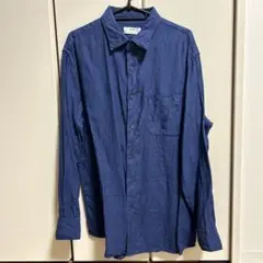 【美品】ユニクロ プレミアムリネンシャツ XL(紺)
