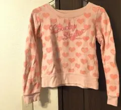 ​【希少】メゾピアノ ハート総柄 トレーナー M 150 ピンク 平成レトロ