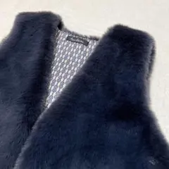 【美品】Anne Coquine　ファーベスト　ジレ　LL ダークグレー洗える