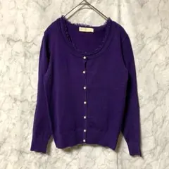 10863 フロムラブスリー アンサンブル レース カーディガン 羽織 紫 M