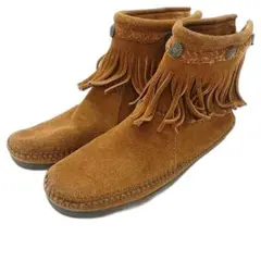 Minnetonka スエード フリンジ ショートブーツ ブラウン系 アメカジのサムネイル