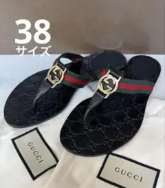 GUCCI レザー ビーチサンダル ブラック サイズ8 - メルカリ