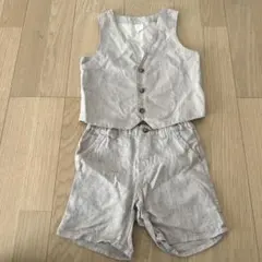 ベージュ ベスト ショートパンツセット 100 リネン　セレモニー