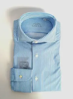 【新品】ONLY GREEN 超伸縮長袖 スリムフィット サックス 首周り38