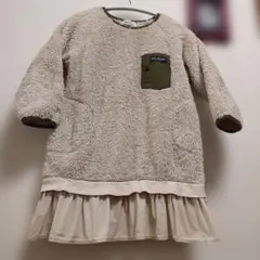 べべ　裾フリル胸ポケット　ボア ワンピース